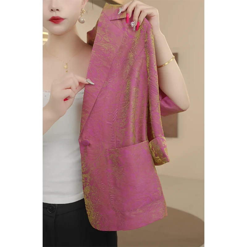 2025夏季新款新中式气质时尚高级感洋气百搭西装领外套