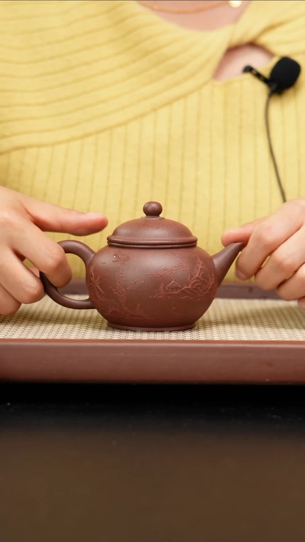 【闪购商品】紫砂茶壶全手工底曹清石瓢刻绘