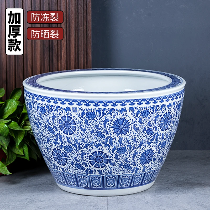 景德镇陶瓷大缸锦鲤金鱼缸仿古特大号荷花缸庭院大水缸招财狮耳缸