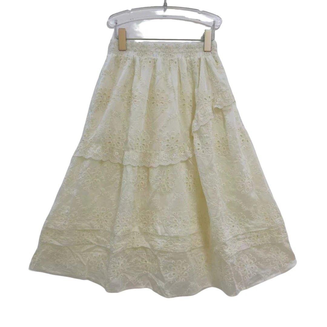 桐然精选631#夏季新款层次感韩版宽松不规则减龄显瘦蕾丝半身裙