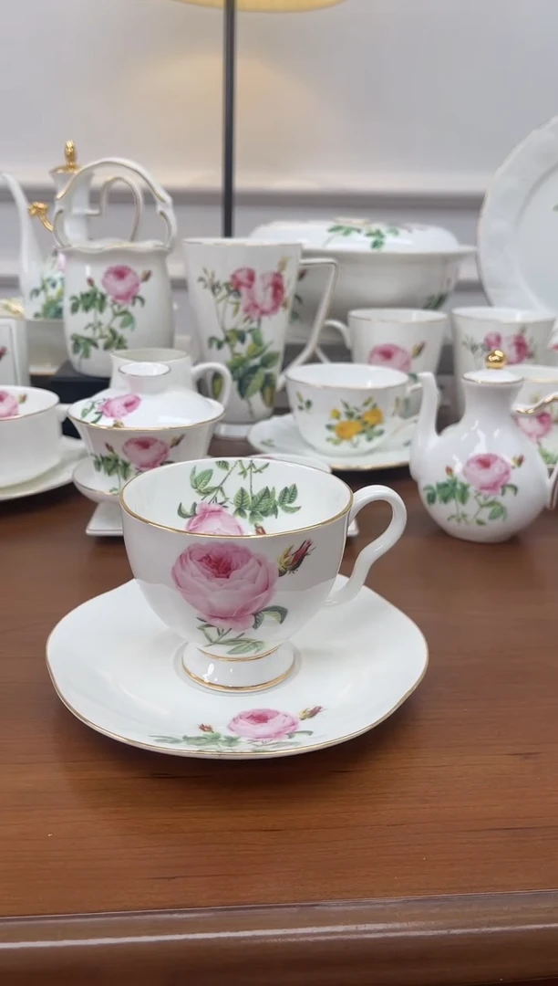 杯玫瑰高骨骨瓷杯碟