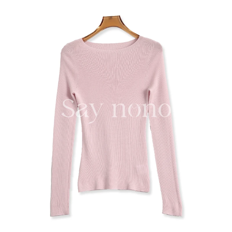 Say nono【懒猫nono】KBB8003精纺扬子120S18针一体成型一字打底衫