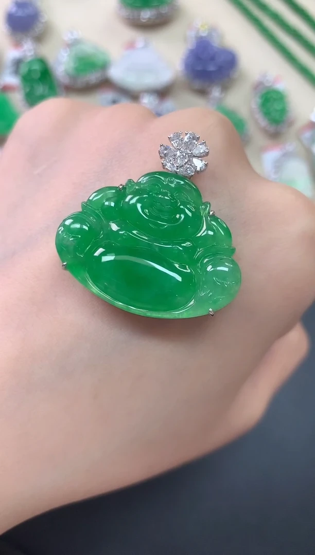 翡翠18K金镶嵌吊坠(不含链)Y383|59800