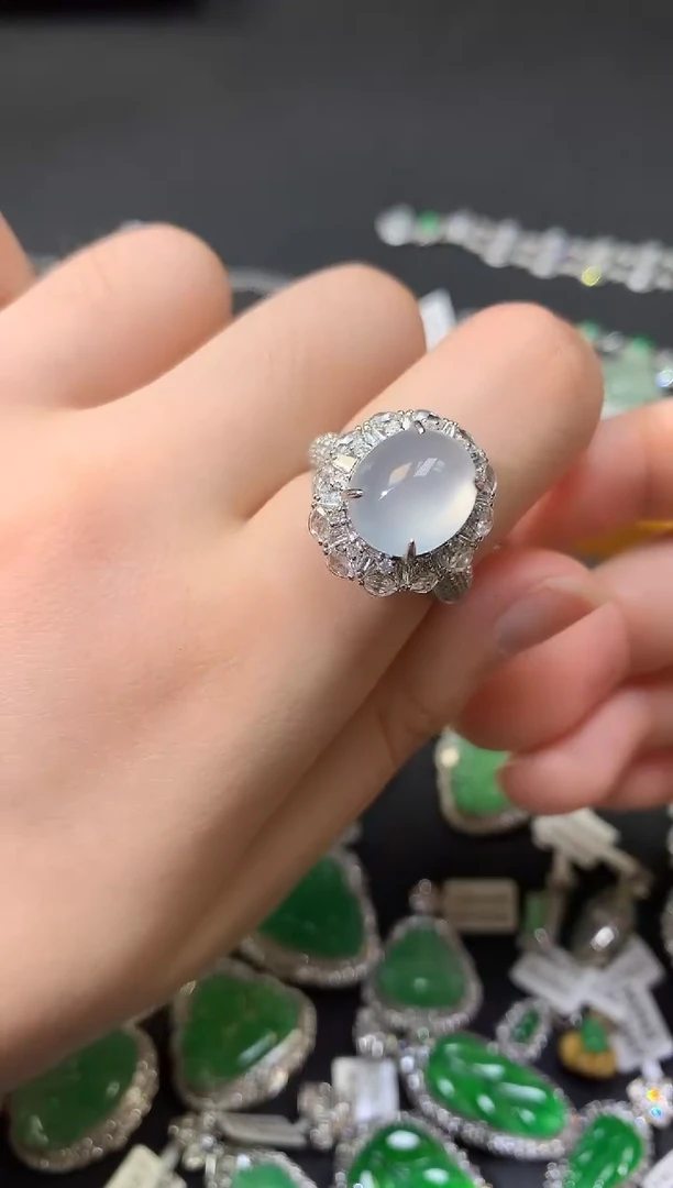 翡翠18K金镶嵌吊坠(不含链)戒指