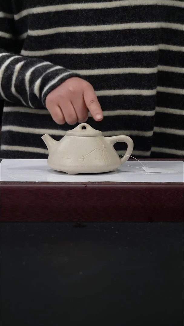 茶壶紫砂10  白玉段  子冶石瓢 竹叶刻绘