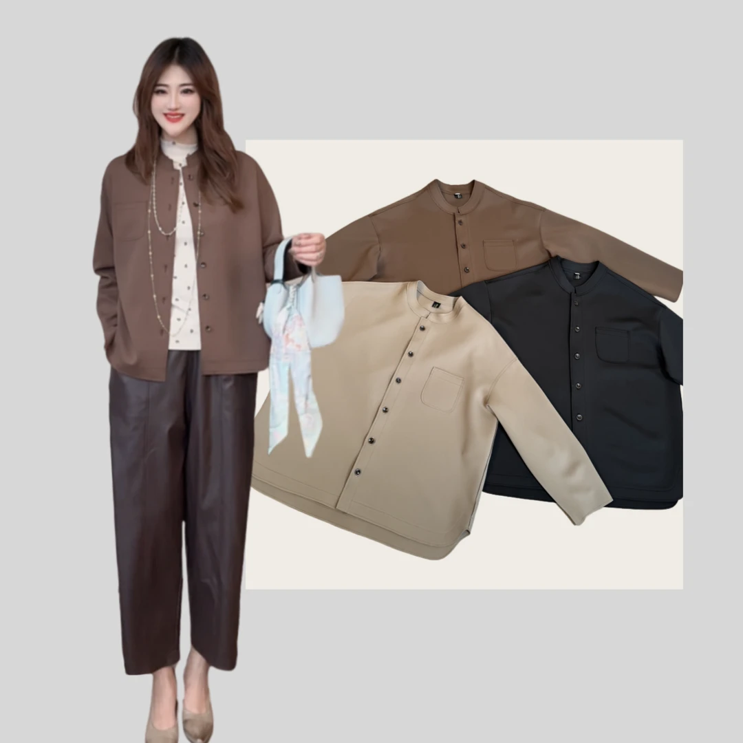 【YANLI】5251简约纯色光感空气棉短款外套