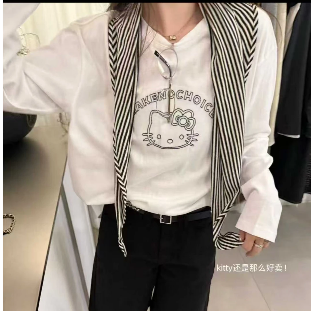 6633•KT猫 SY# 东大门秋季加厚磨毛带披肩宽松T•