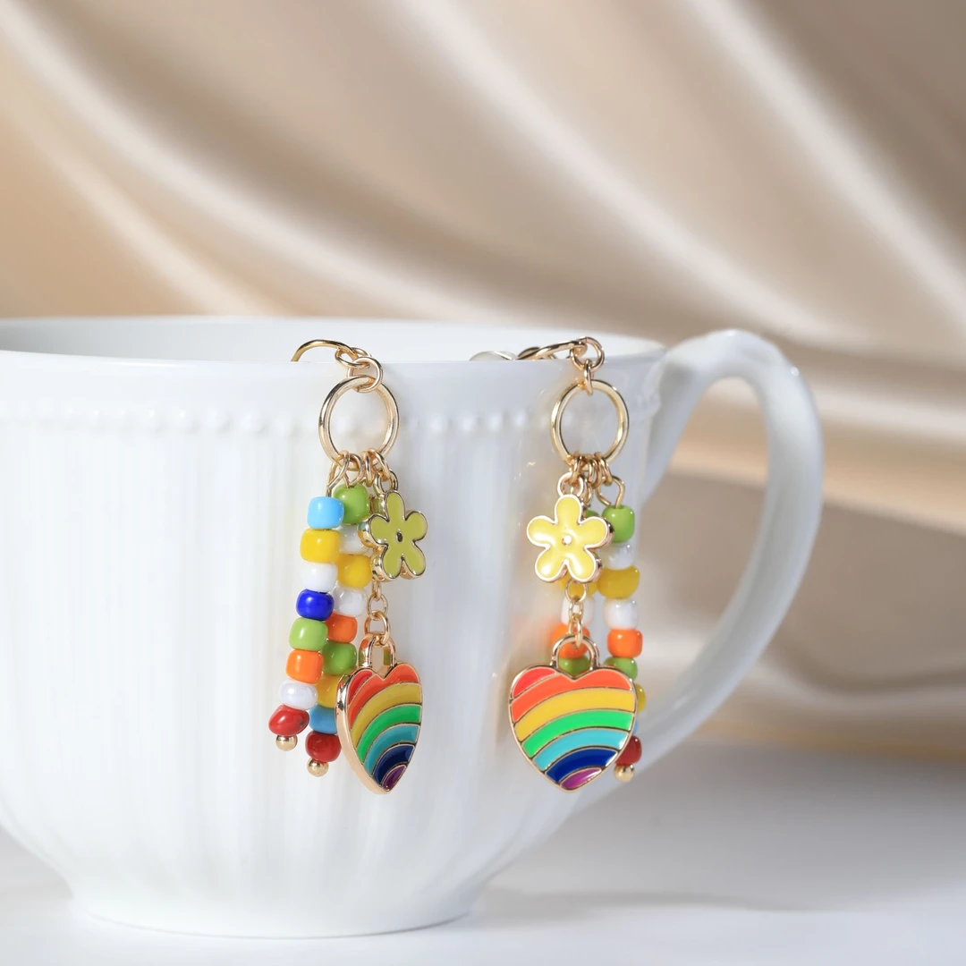 合金亚克力耳饰 彩色流苏无耳洞耳夹耳饰女学生党潮女氛围感配饰