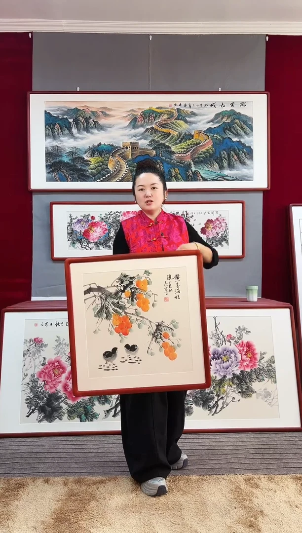 国画手绘国画63*63厘米