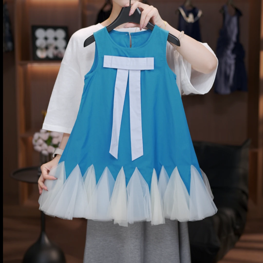 bufan【青现货】复古高品质女童连衣裙夏季凉感小众设计感显瘦