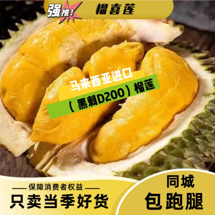 榴喜莲AA级液氮榴莲黑刺榴莲d200马来西亚槟城树上熟3-6斤黑刺马来西亚
