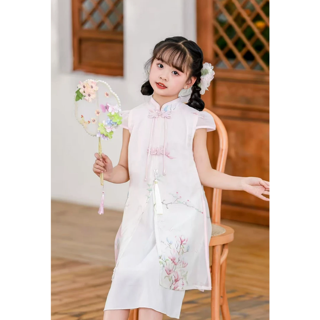 女童连衣裙夏装2025新款儿童洋气夏季女孩新中式国风旗袍裙zb5993