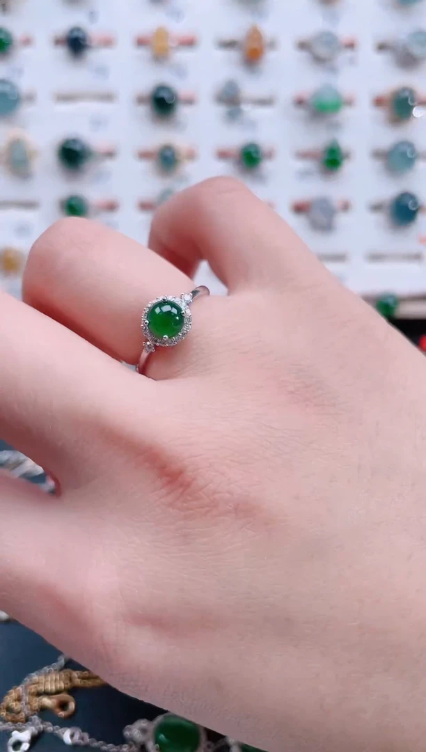 银S925镶嵌戒指翡翠天然翡翠