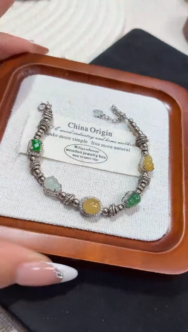 银S925镶嵌手链翡翠手链