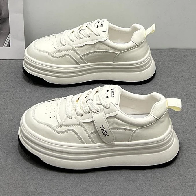 欧货厚底松糕小白鞋女2025新款秋季单鞋百搭圆头时尚舒适休闲板鞋