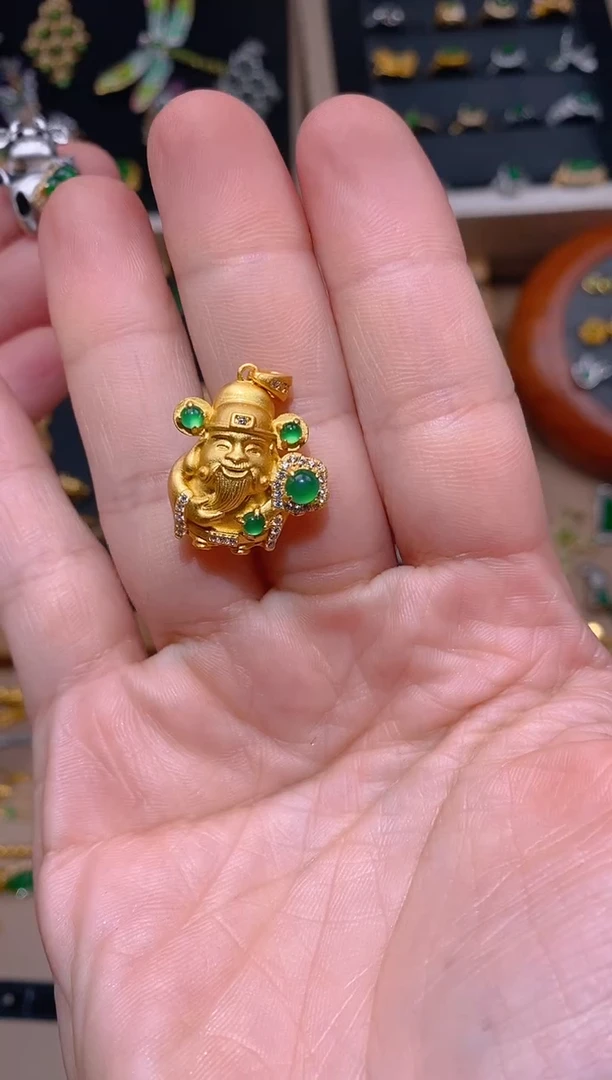 【闪购商品】翡翠吊坠(不含链)银S925镶嵌财神