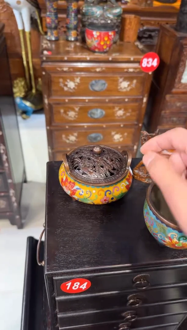 木木头款景泰蓝黄香炉398