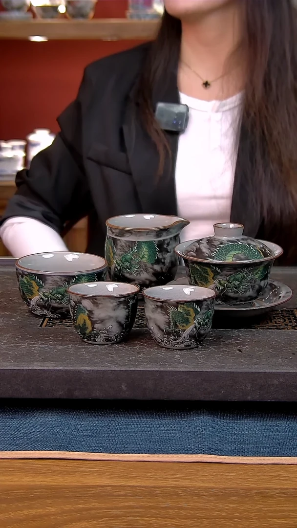 简装家用款5件套 老陶泥开片纹陶瓷茶具