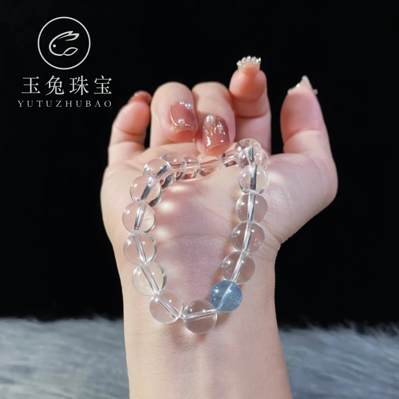 【赵露丝同款】天然白水晶8mm+海蓝宝手链