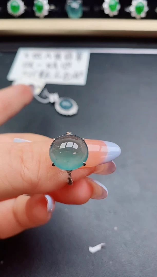 翡翠戒指银S925镶嵌58050