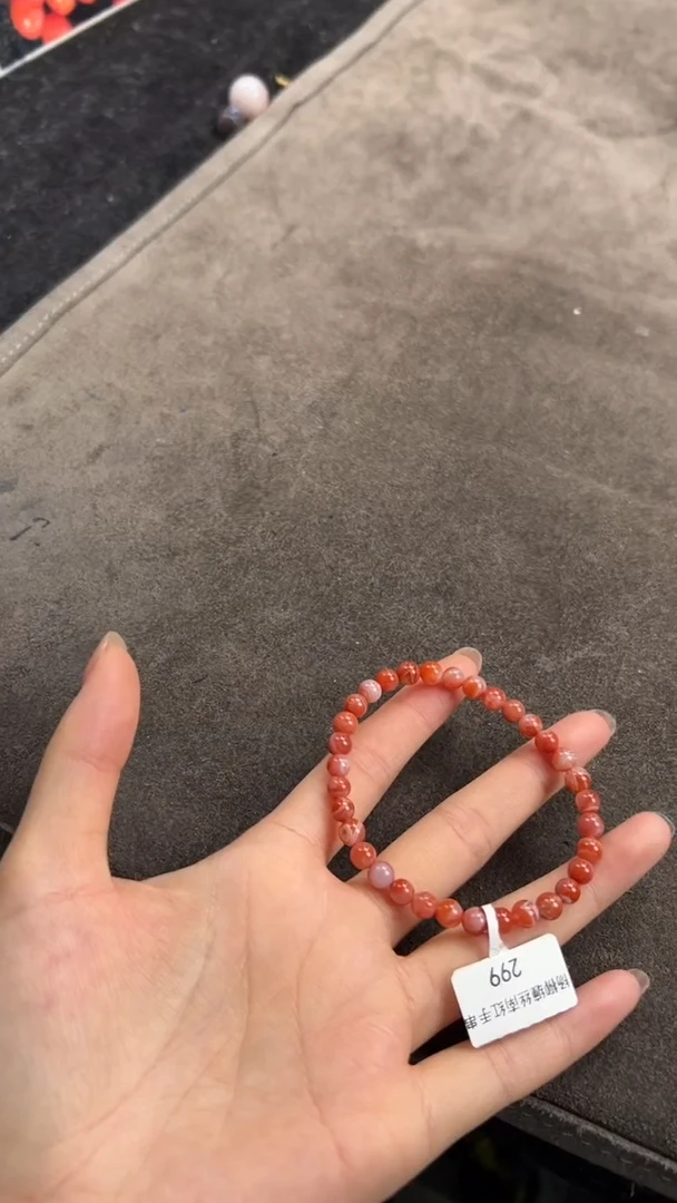 南红玛瑙手串未镶嵌原矿无优化南红缠丝4-5mm单圈手串