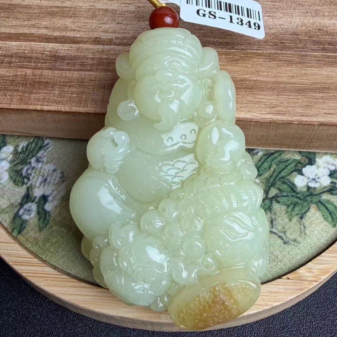 和田玉黄口财神挂件V015