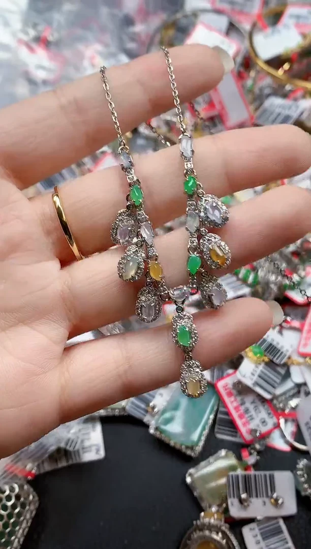 银S925镶嵌戒指翡翠天然A货缅甸翡翠