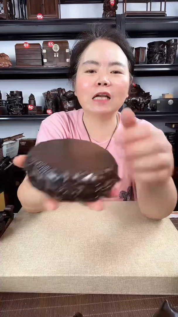 木云纹圆老李红木工艺品