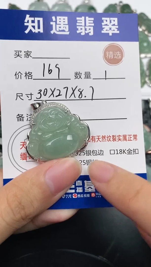 颈饰银S925镶嵌翡翠挂件