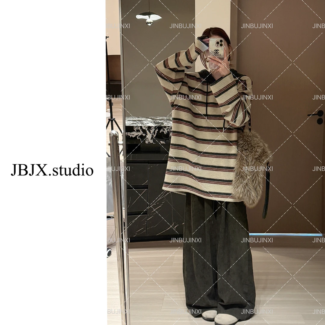 JBJX【春季裤 中古感软垂阔腿裤】百搭宽松慵懒风春秋季休闲小众