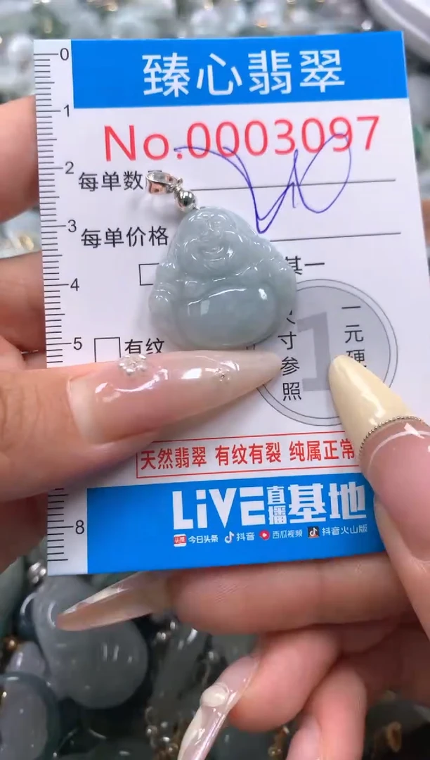 翡翠未镶嵌颈饰含绳0003097