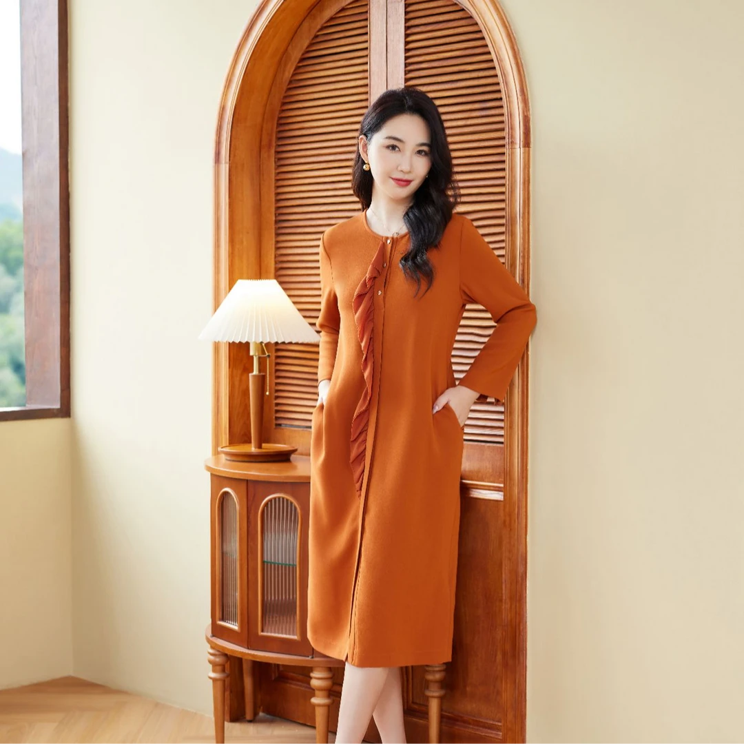 【七景超级太太】秋冬季时尚三醋酸女士优雅女装连衣裙SL23263