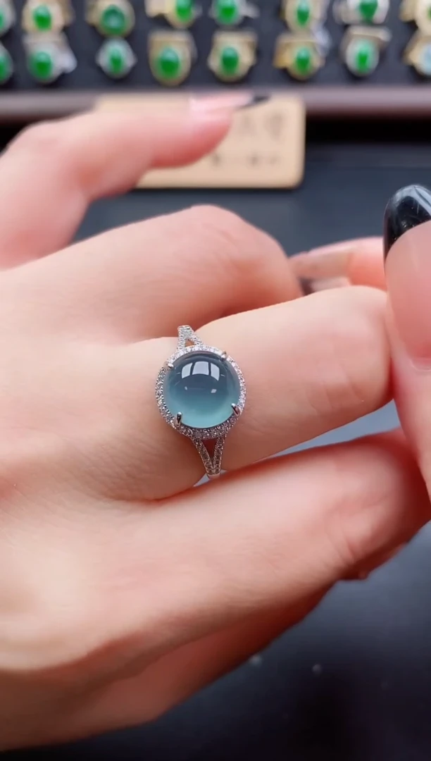 银S925镶嵌戒指翡翠1