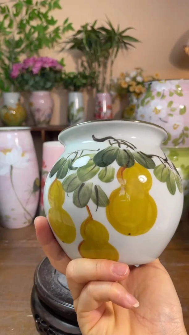 景德镇手绘陶瓷花瓶—无孔：口10*高12