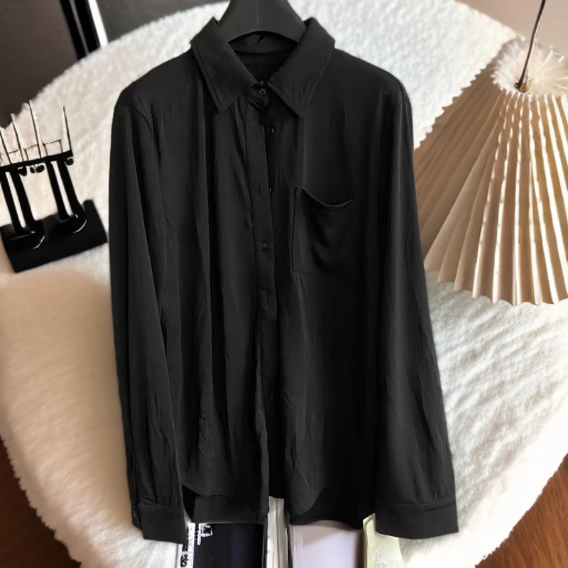 【Z】 930/351108/180  法式复古高级感洋气棕色长袖衬衫