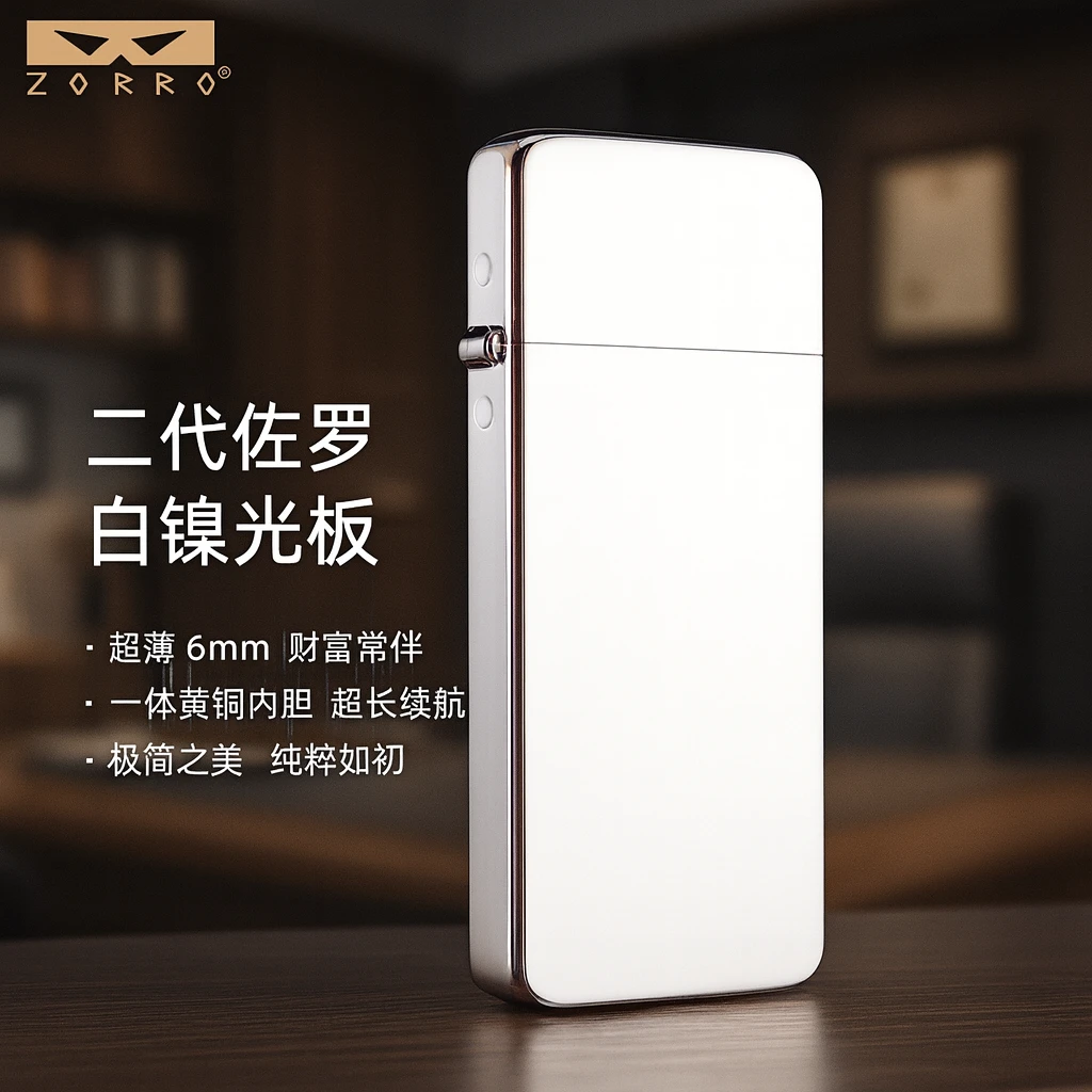 佐罗ZORRO二代超薄煤油打火机创意个性经典冰面定制高档礼物便携