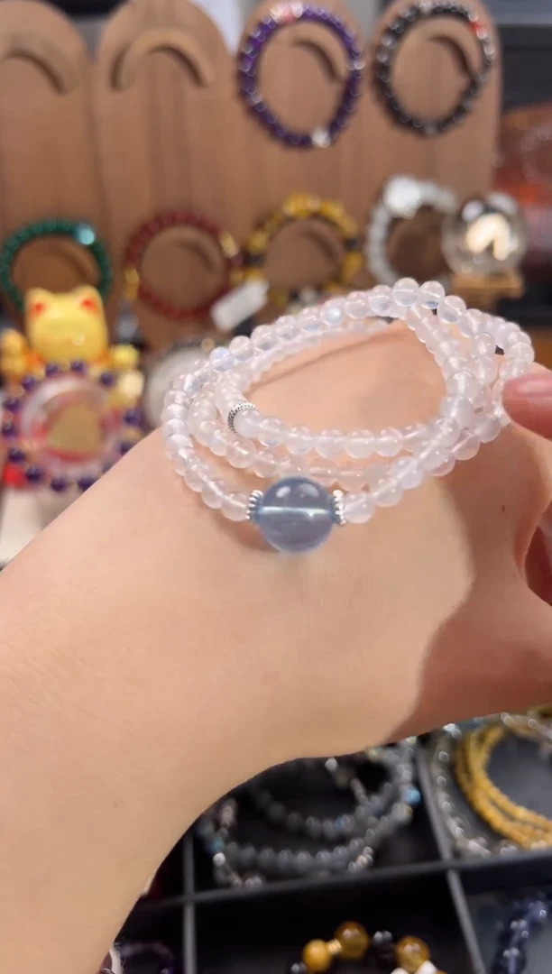 【闪购商品】烟晶手链银S925镶嵌月光石多圈原创设计手串