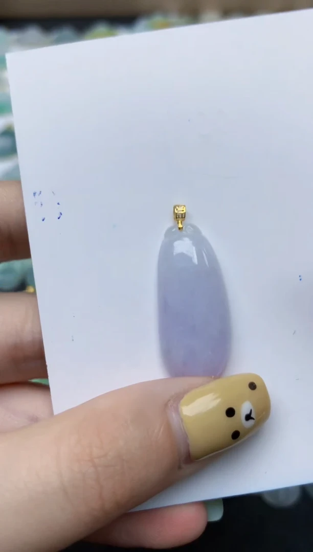 翡翠18K金镶嵌颈饰天然翡翠A货