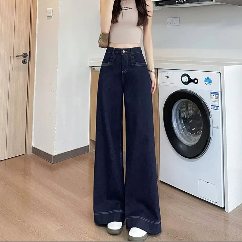【21】阔腿牛仔裤女2025秋冬款新款高腰弹力宽松直筒