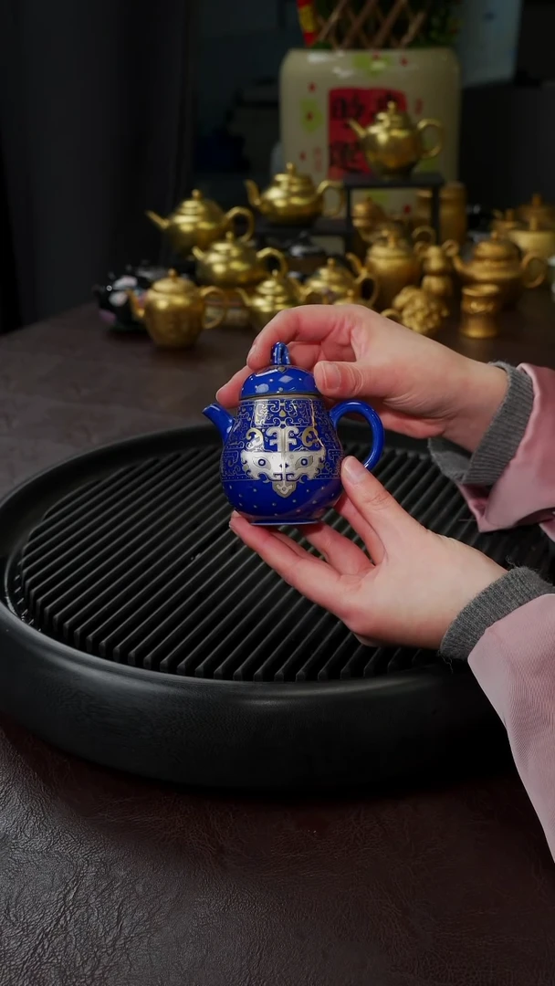 【闪购商品】杯【宜景窑蓝宝王子】金银错黄金面具