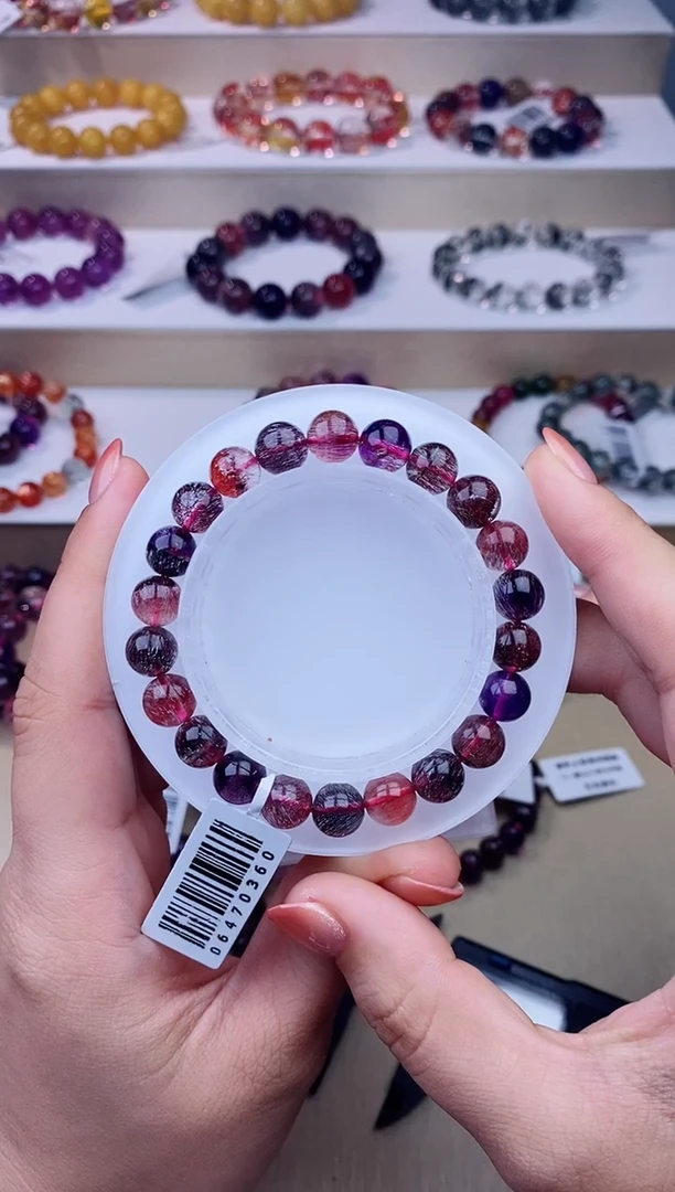 未镶嵌手链水晶黑加仑超七单圈8m+