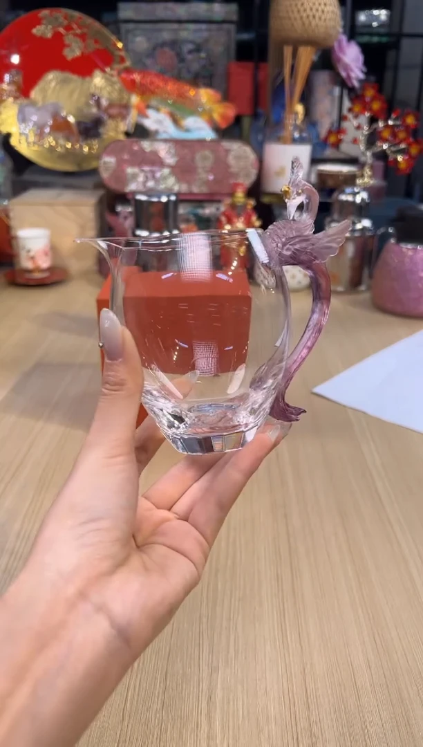 164鸾凤琉璃公道杯-粉紫色