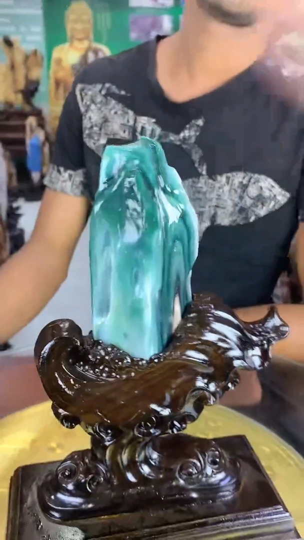 缅甸天然树化玉摆件