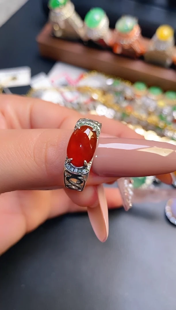 银S925镶嵌戒指翡翠天然