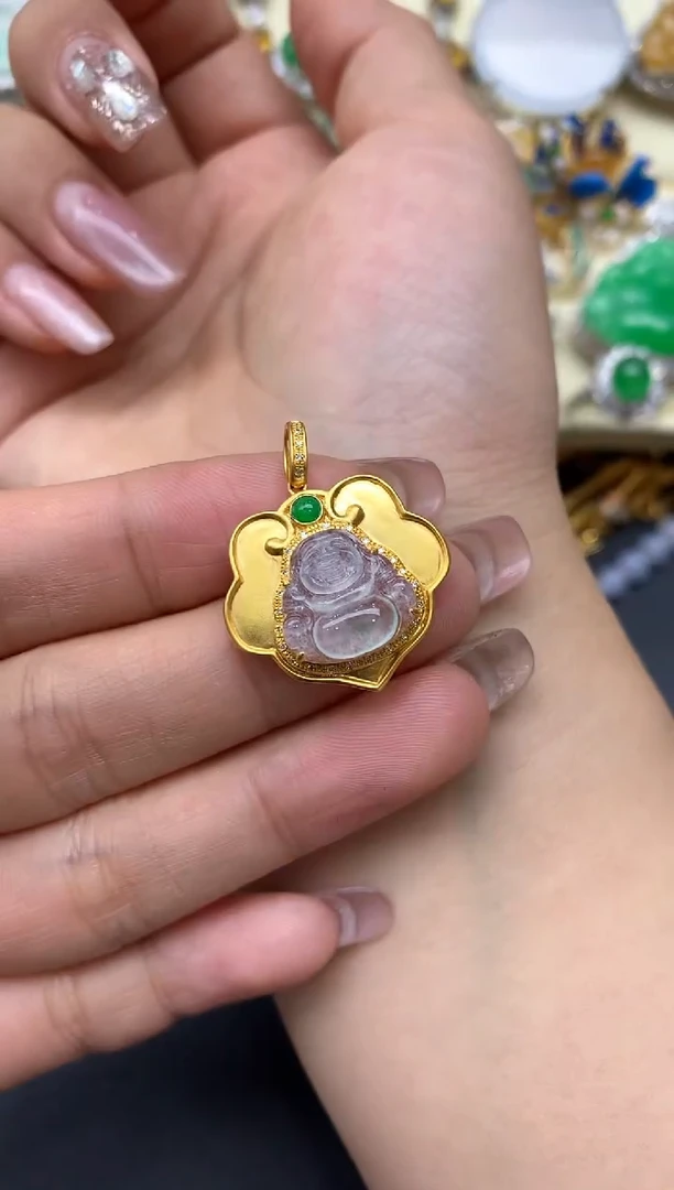 颈饰18K金镶嵌翡翠320-中国好珍宝