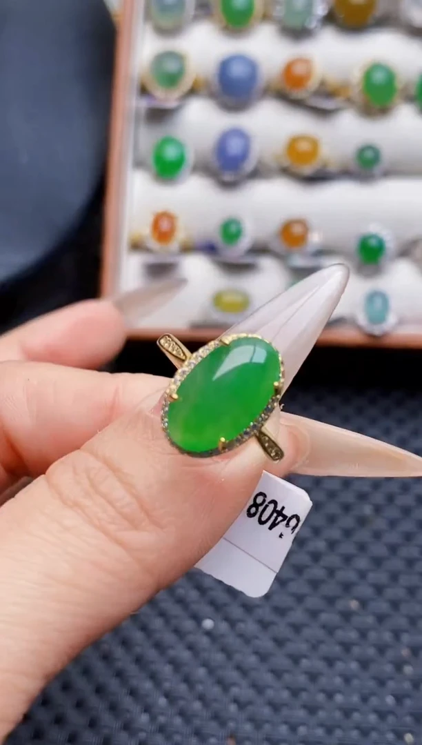 银S925镶嵌戒指翡翠0607