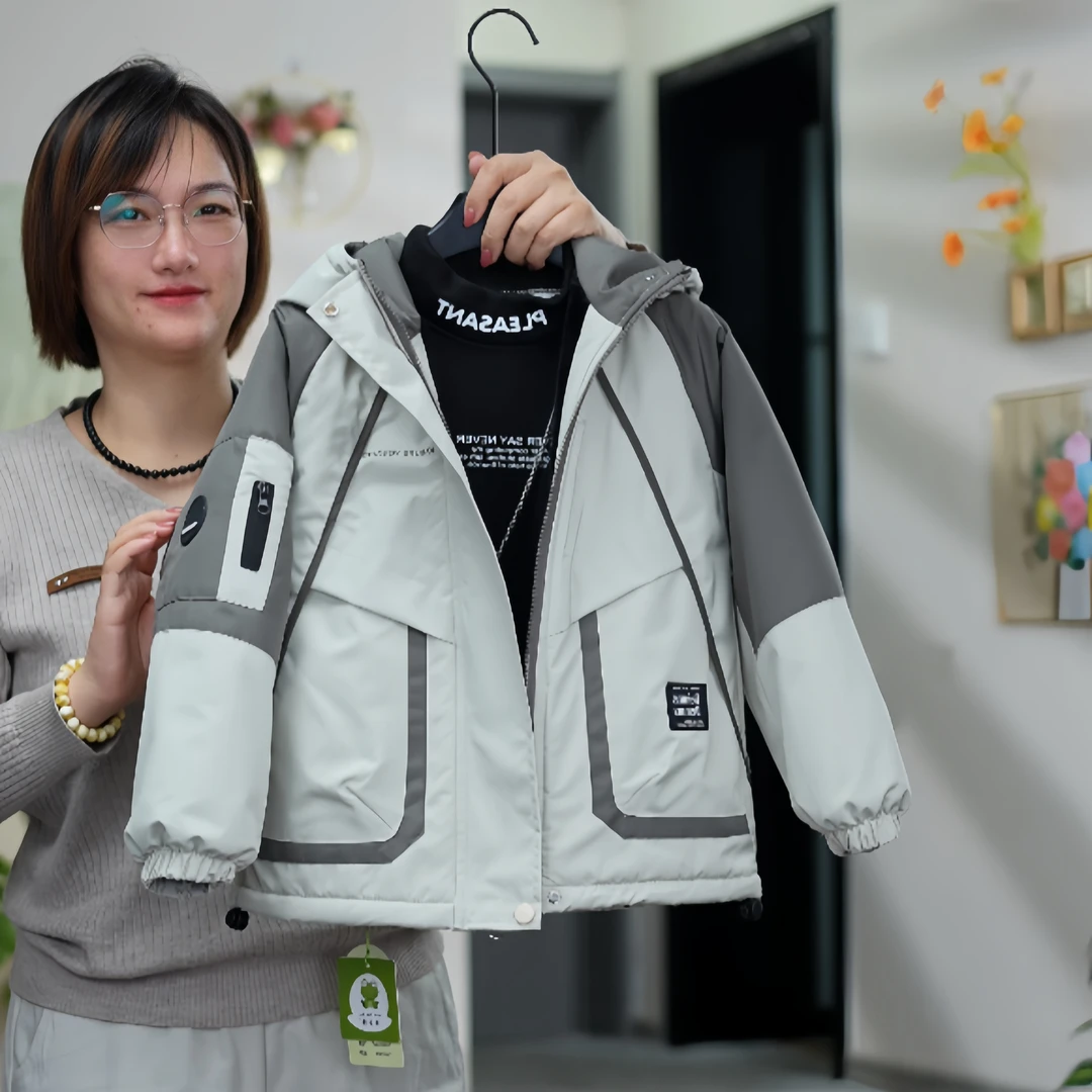 【加绒加厚】儿童冬季风衣2025新款加棉中大童外套男女童秋冬冲锋衣