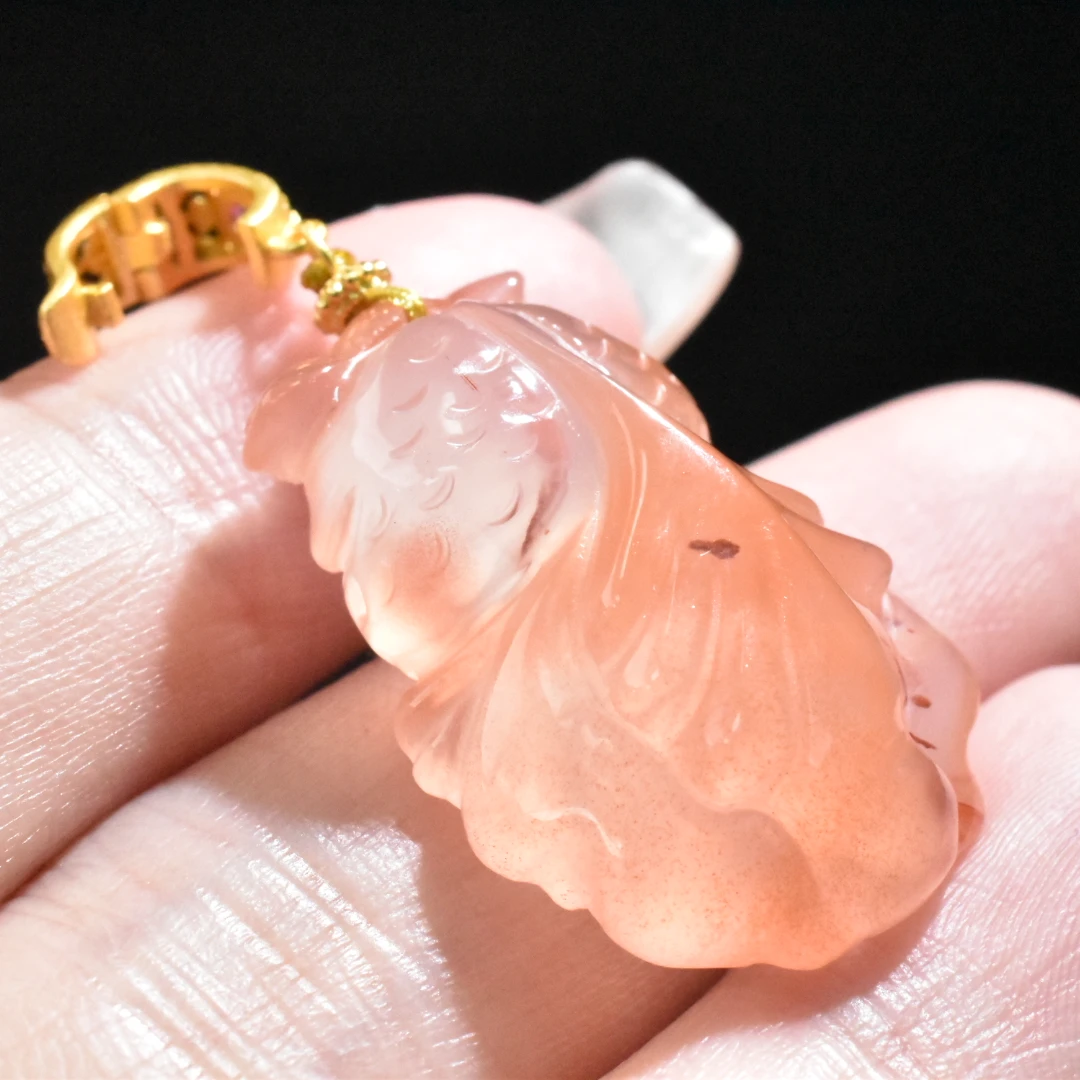 【一九珠宝】S925银南红冰飘金鱼吊坠-卡25mm-多样性发一件 YJ081