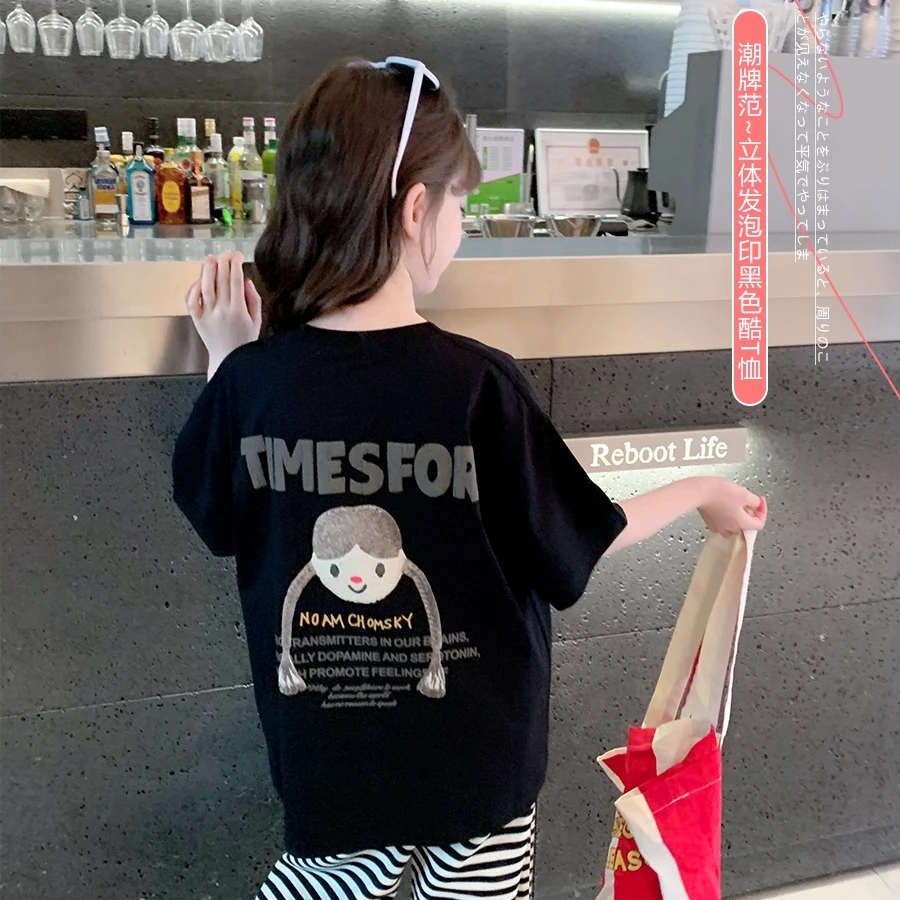 女童短袖T恤2025夏装新款儿童夏季半袖印花上衣 T24264