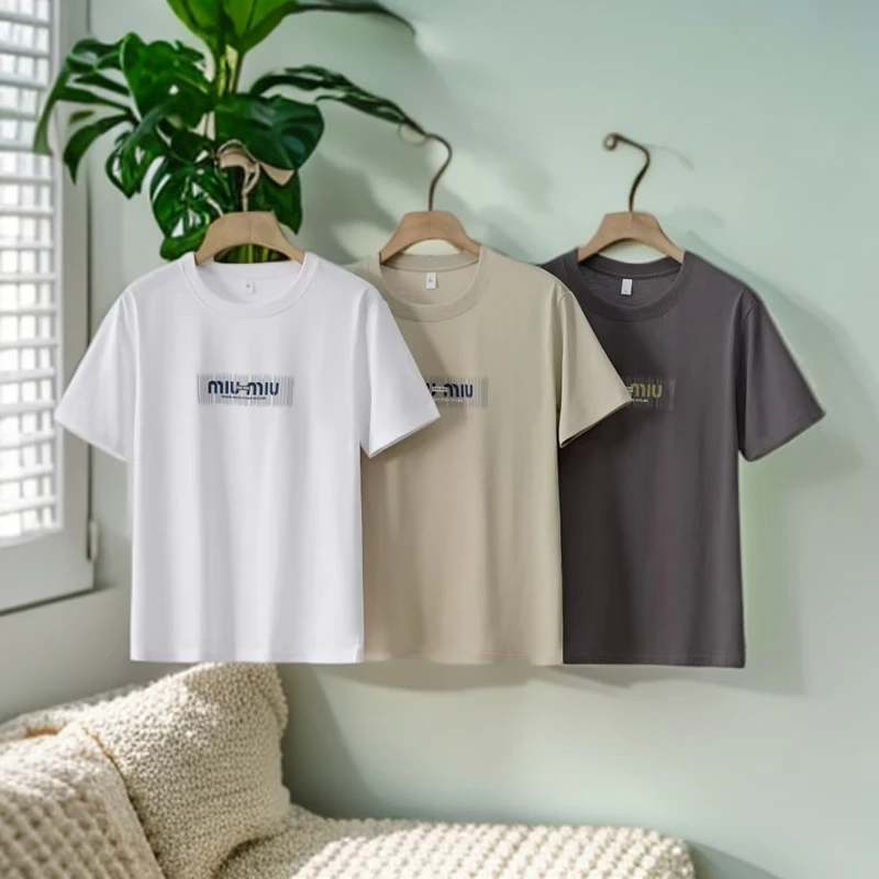 夏季男士欧若风圆领短袖宽松印花休闲百搭舒适透气凉感运动纯棉